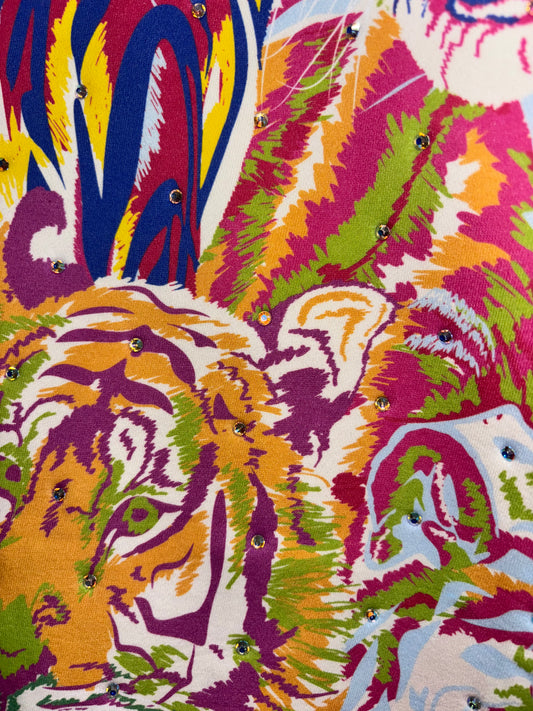 Queen of Sparkles Rainbow Multi Abstract Tiger Sweatshirt