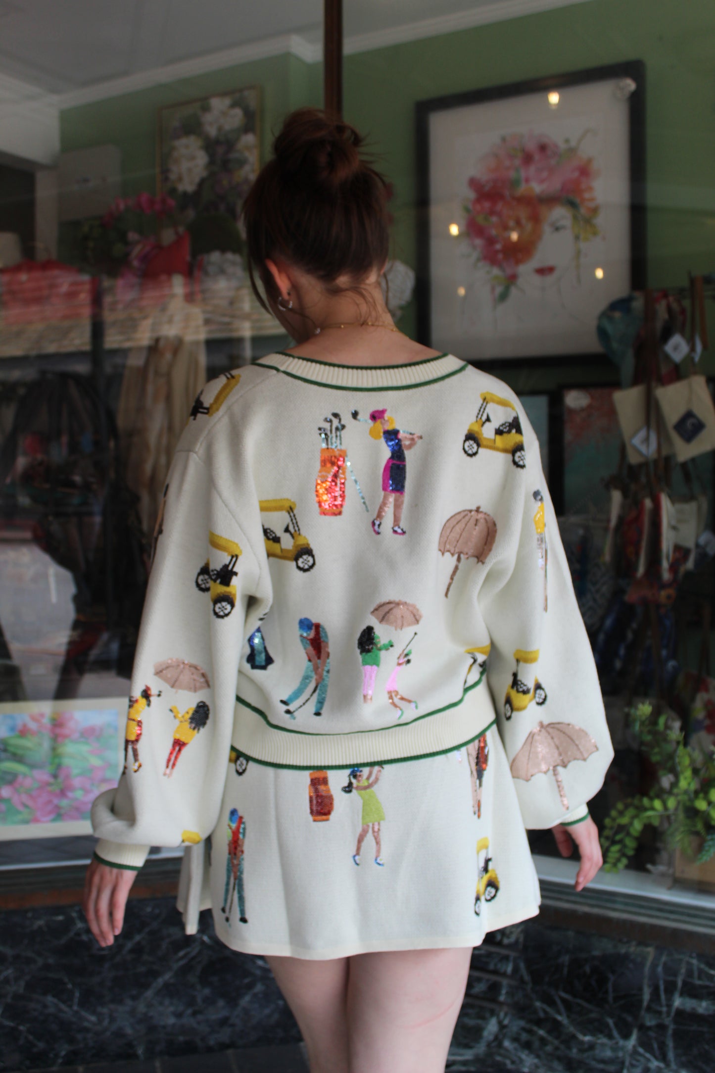 White Multi Golf Icon Cardigan