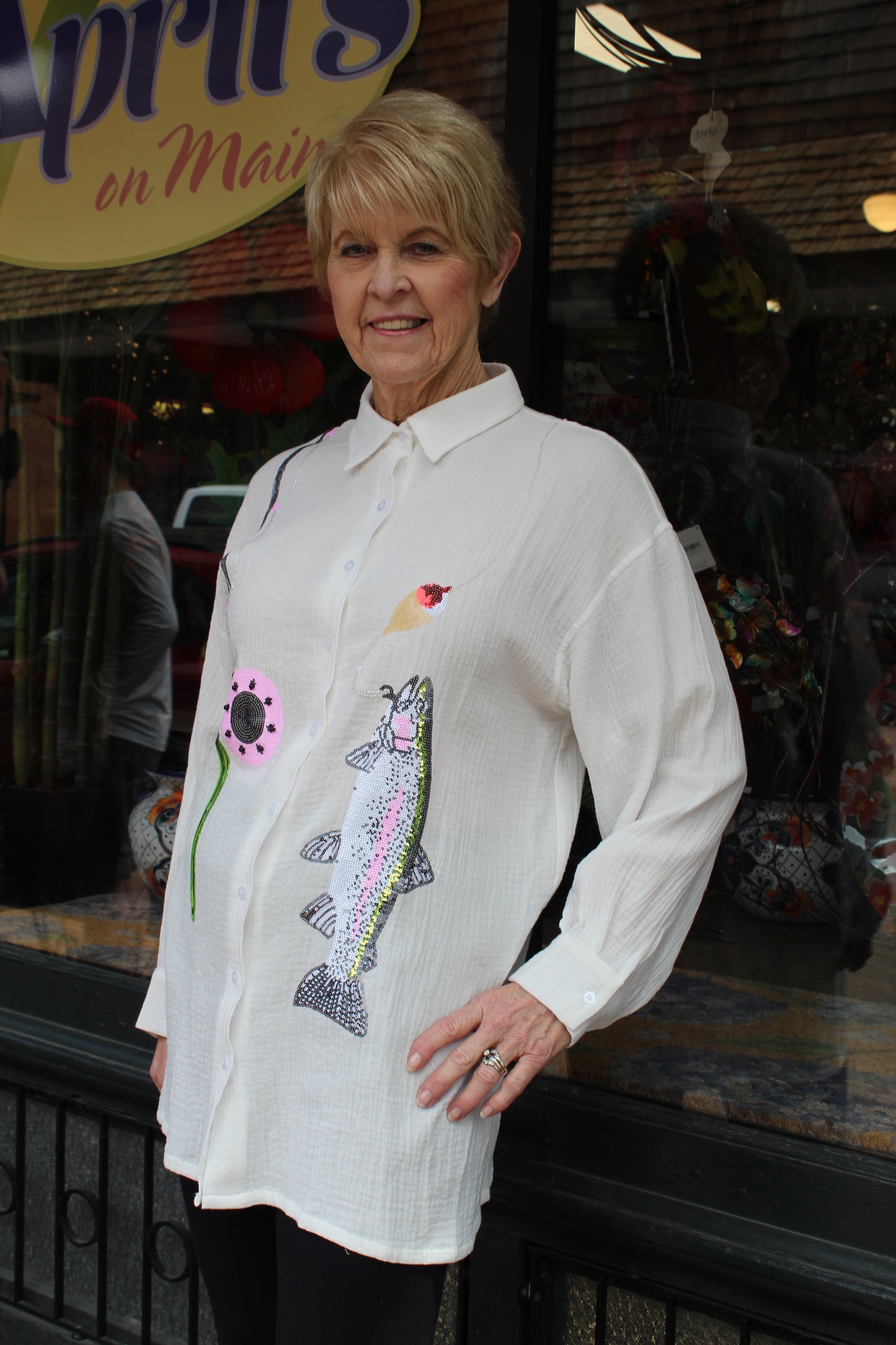 White Fishing Pole Collar Dress
