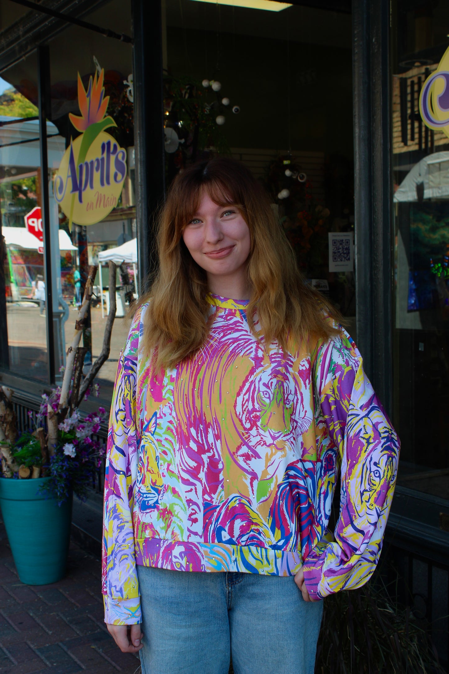 Rainbow Multi Abstract Tiger Sweatshirt