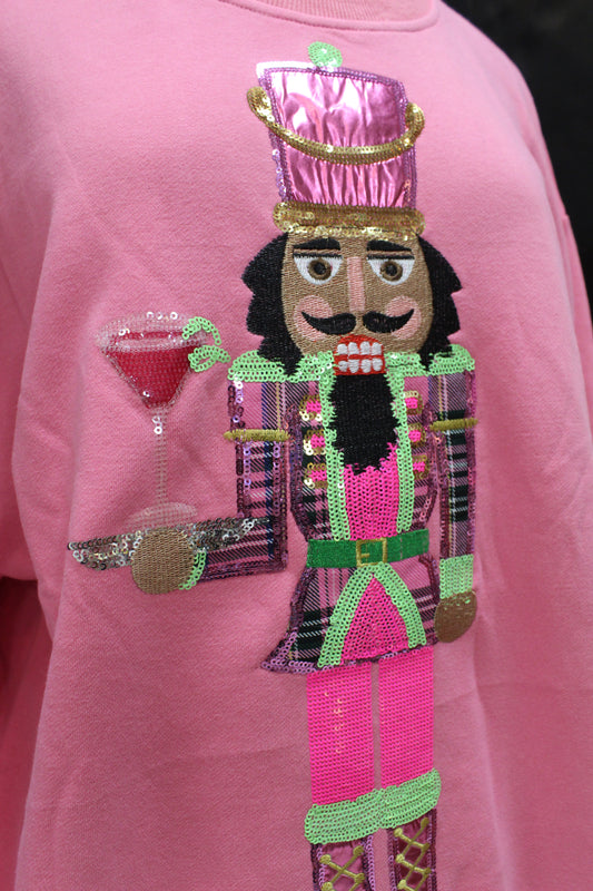 Queen of Sparkles Hot Pink Serving Cosmo Nutcracker Sweatshirt