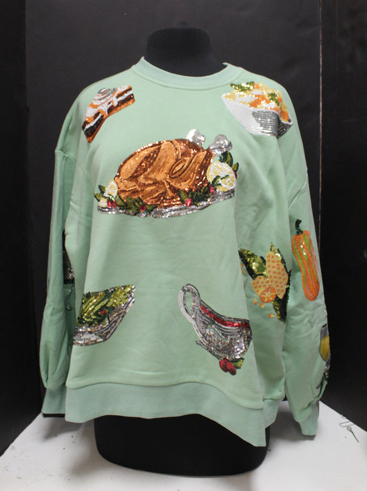 Queen of Sparkles Mint Queen Of Turkey Sweatshirt