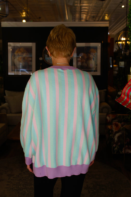Queen of Sparkles Pastel Striped Duck & Chicks Sweater