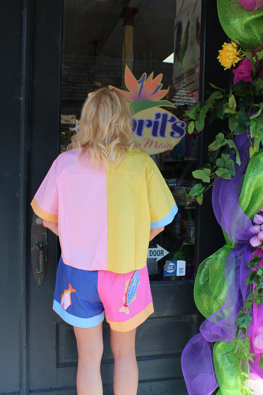 Queen of Sparkles Multi Colorblock Fish Short