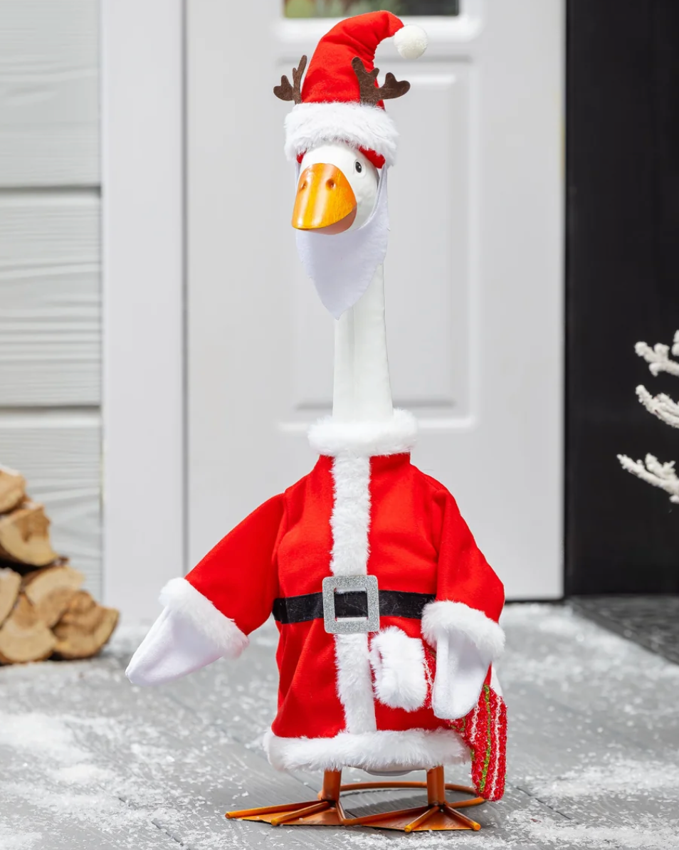 Giddy the Porch Goose Mr. Claus Outfit