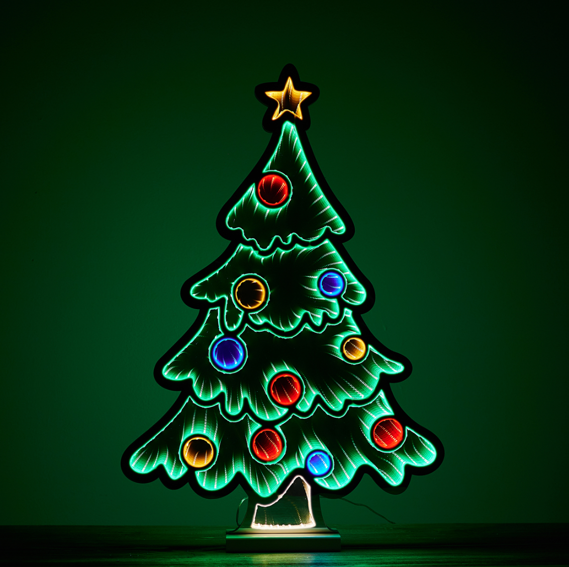 Christmas Tree with Ornaments Infinity Light, UL Plug In
