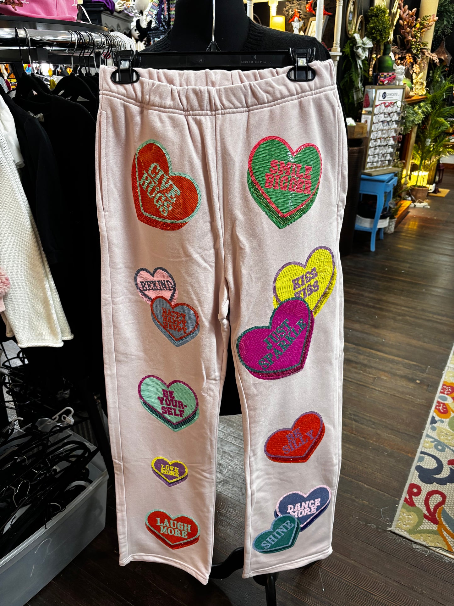 Queen of Sparkles Conversation Hearts Sweatpants