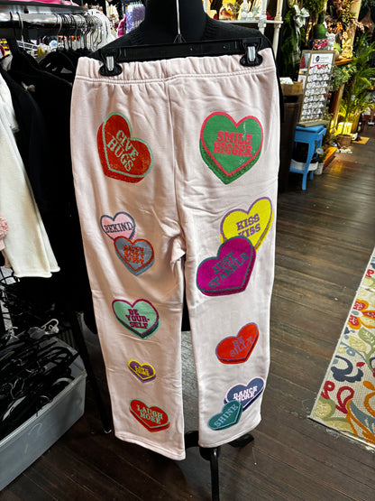 Queen of Sparkles Conversation Hearts Sweatpants