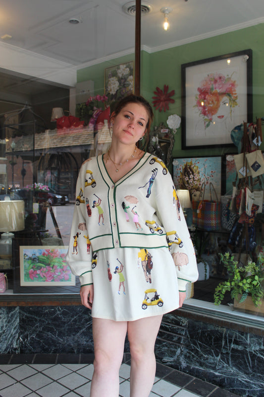 White Multi Golf Icon Cardigan