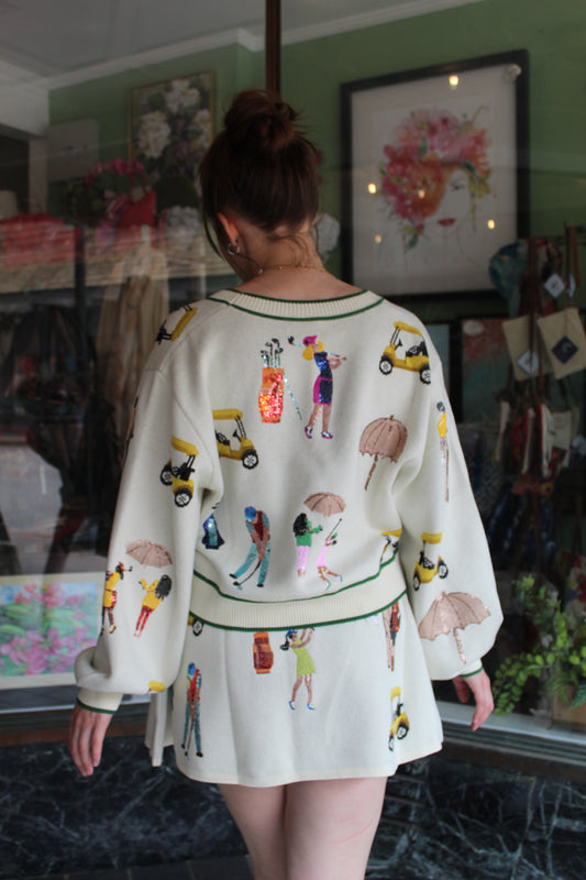 White Multi Golf Icon Cardigan