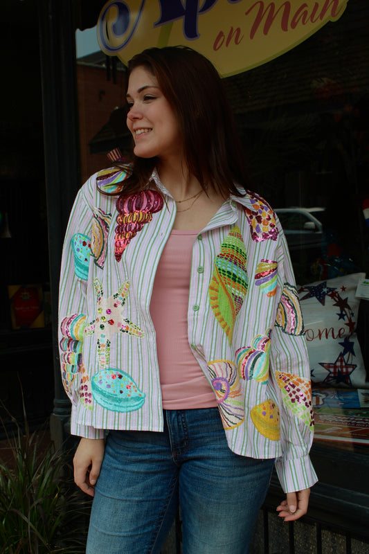 Shells Pinstripe Button up