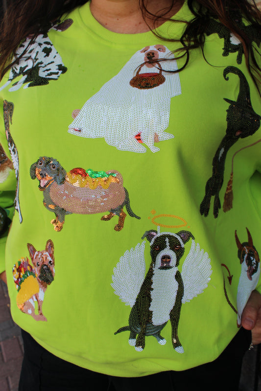 Lime Green Halloween Dogs Sweatshirt