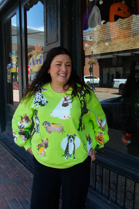 Lime Green Halloween Dogs Sweatshirt