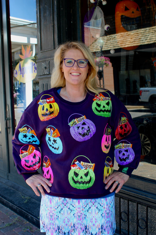 Dark Purple Halloween Baskets Sweatshirt
