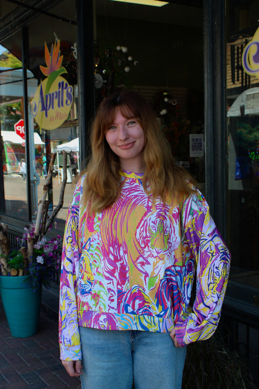Rainbow Multi Abstract Tiger Sweatshirt