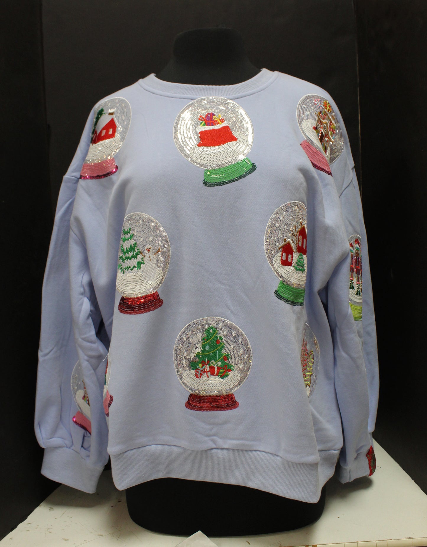 Powder Blue Christmas Snow Globe Sweatshirt