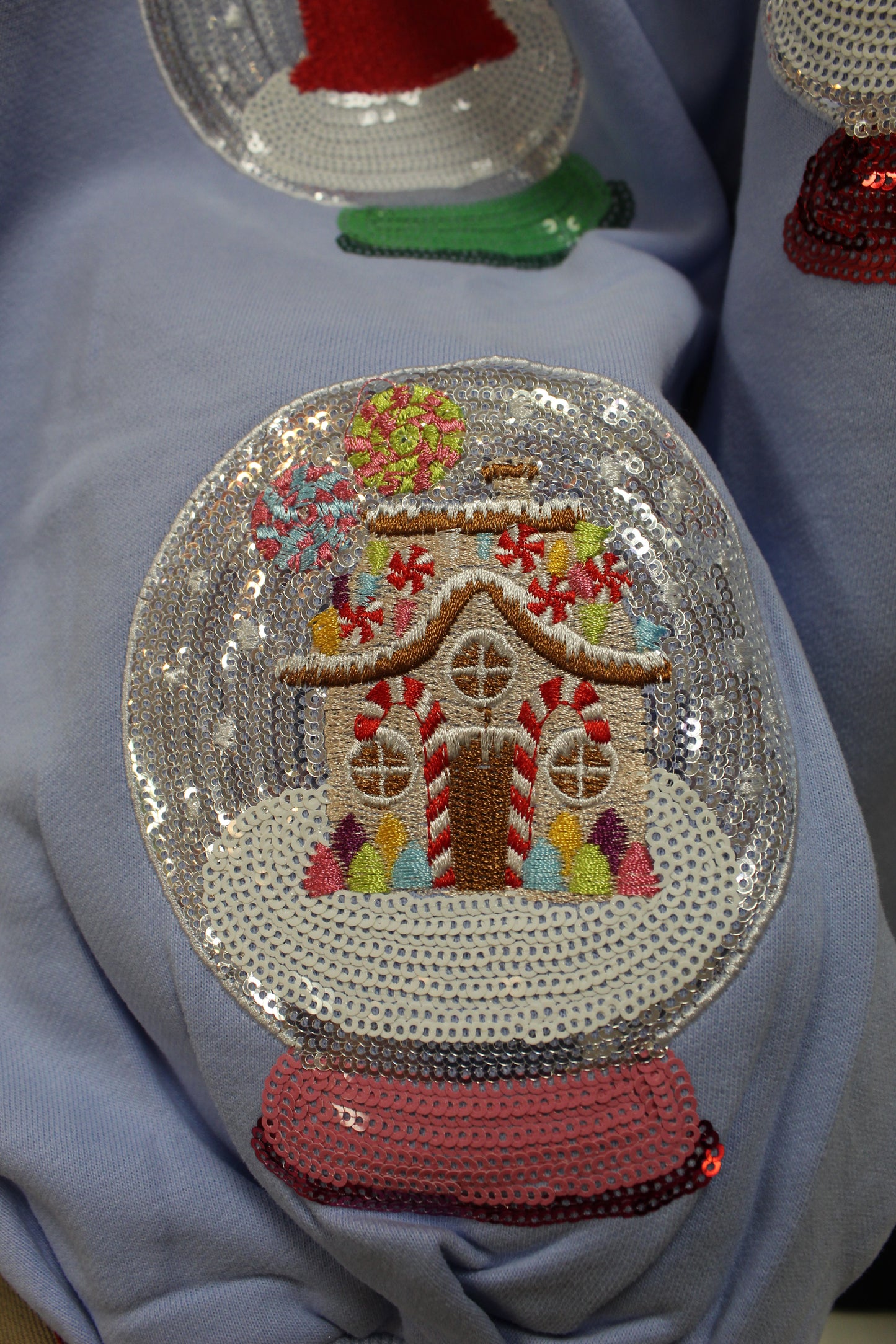 Powder Blue Christmas Snow Globe Sweatshirt