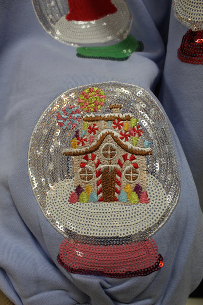 Powder Blue Christmas Snow Globe Sweatshirt