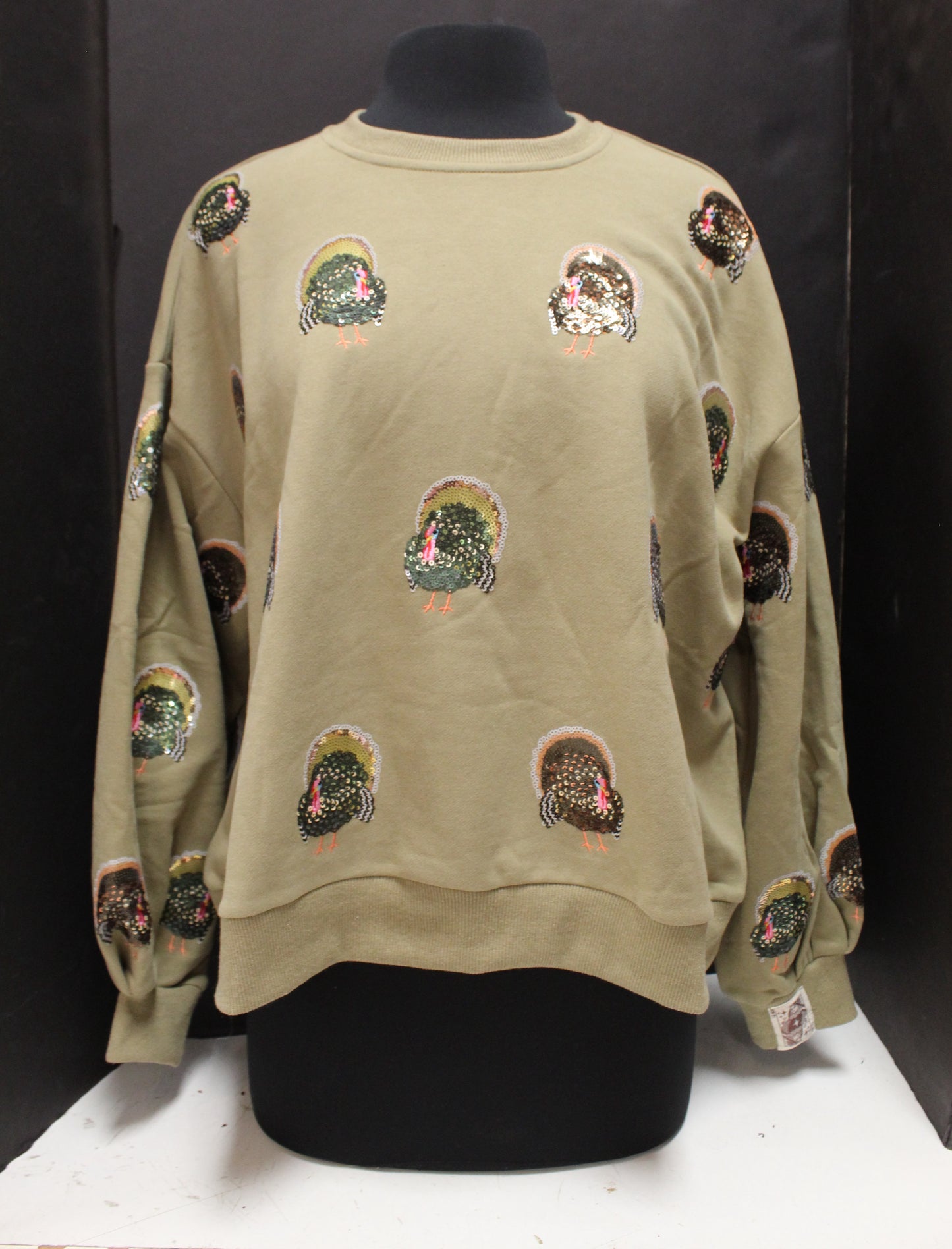 Olive Green Scattered Turkey Sweatshirt
