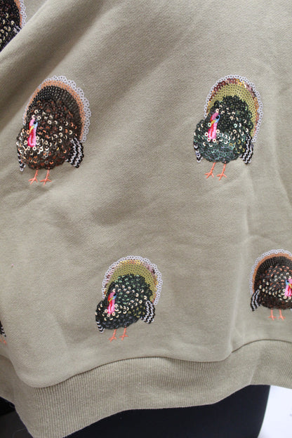 Olive Green Scattered Turkey Sweatshirt