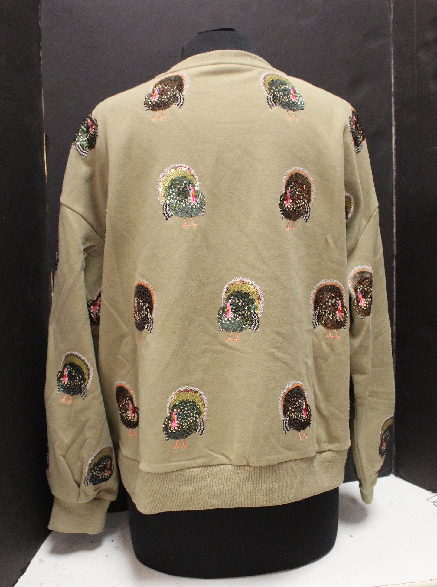Olive Green Scattered Turkey Sweatshirt