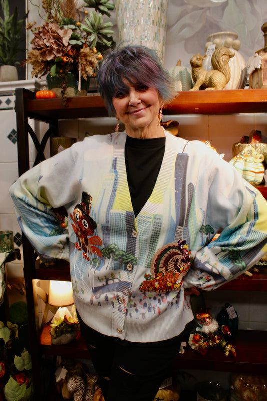 Multi Thanksgiving Parade Button Up Cardigan