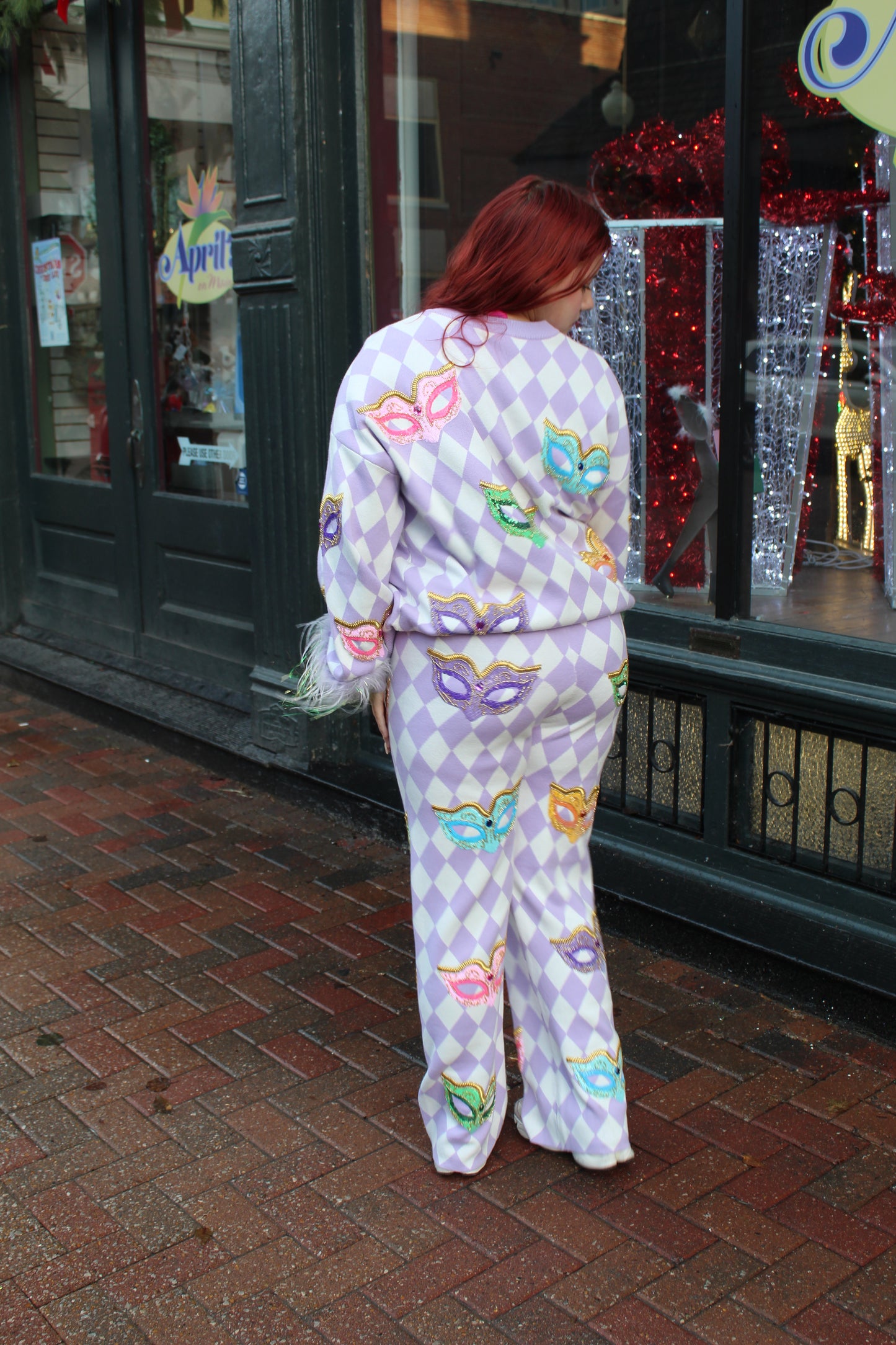 Queen of Sparkles Lavender & White Diamond Multi-Mask Pants