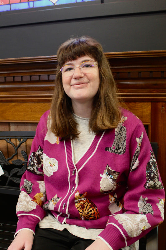 Queen of Sparkles Purple Queen of Cats Button Up Cardigan