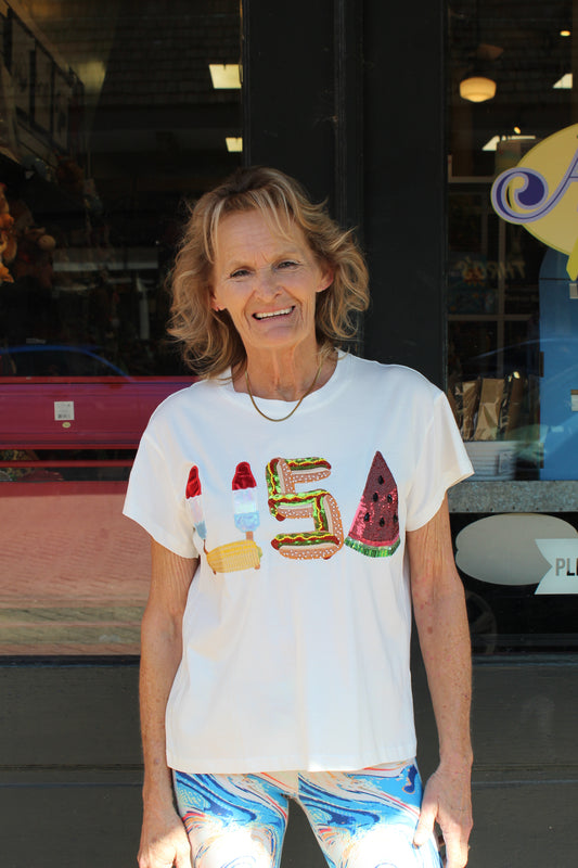Queen of Sparkles White 'USA' Icon Tee