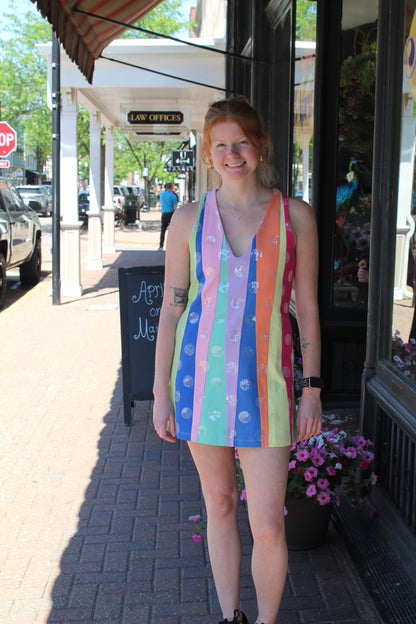 Queen of Sparkles Multi Stripe Clear Sequin Polka Dot Tank Dress
