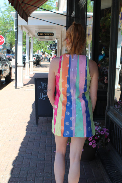 Queen of Sparkles Multi Stripe Clear Sequin Polka Dot Tank Dress