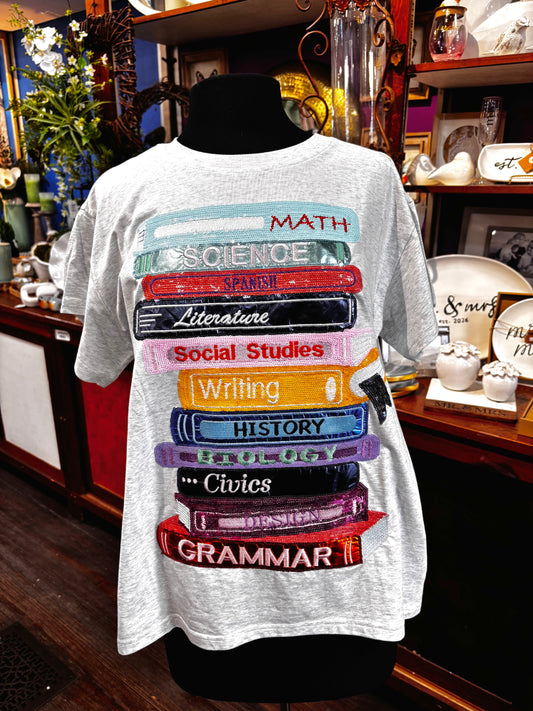 Queen of Sparkles Grey School Books T-shirt