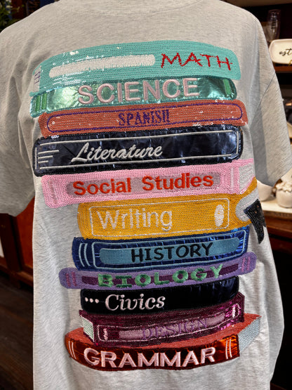 Queen of Sparkles Grey School Books T-shirt