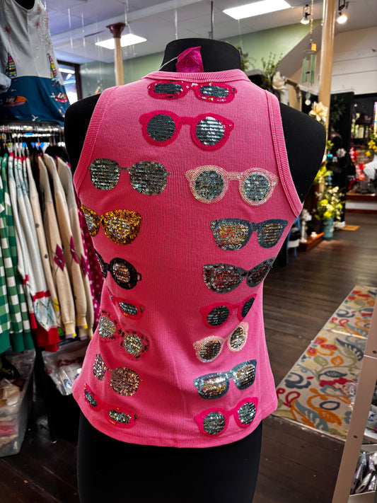Queen of Sparkles Pink Multi Sunglass Tank