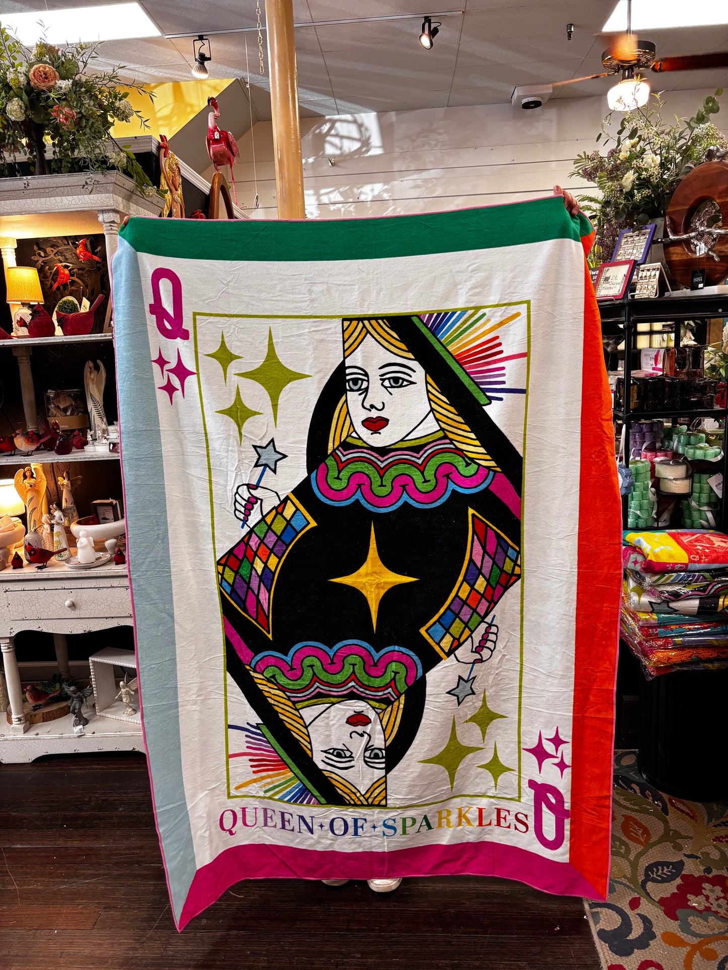Queen of Sparkles QOS Card Logo Oversized Beach Towel