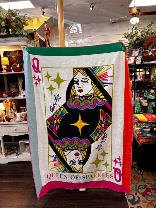 Queen of Sparkles QOS Card Logo Oversized Beach Towel