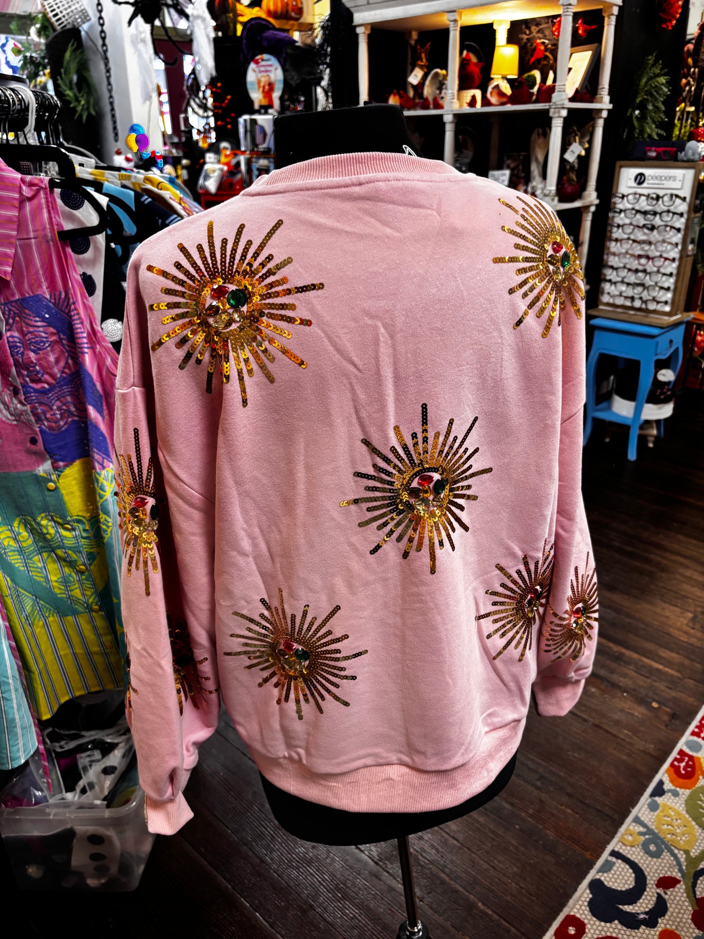 Queen of Sparkles Light Pink Sunburst Sweatshirt