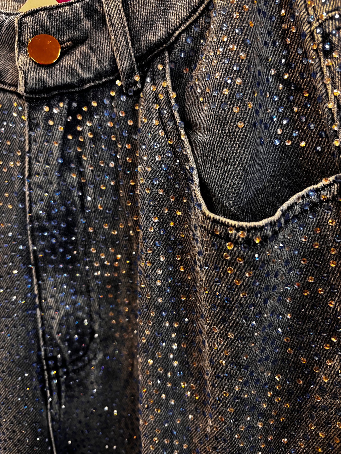 Queen of Sparkles Denim Rhinestone Barrel Jeans