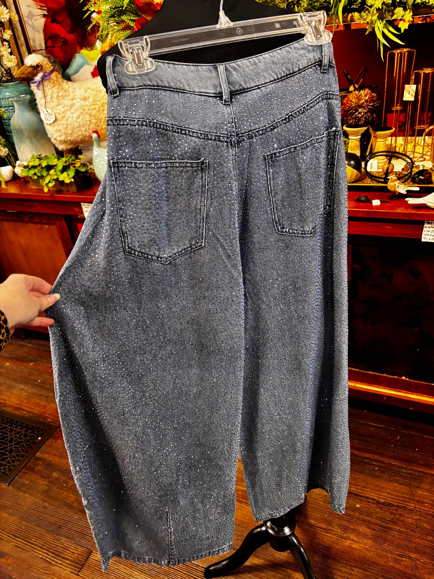 Queen of Sparkles Denim Rhinestone Barrel Jeans