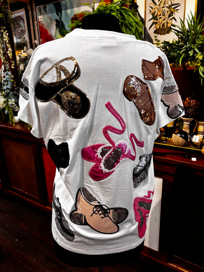 Queen of Sparkles White Dance Shoes Tee