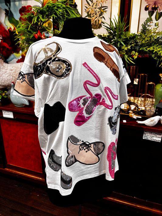 Queen of Sparkles White Dance Shoes Tee