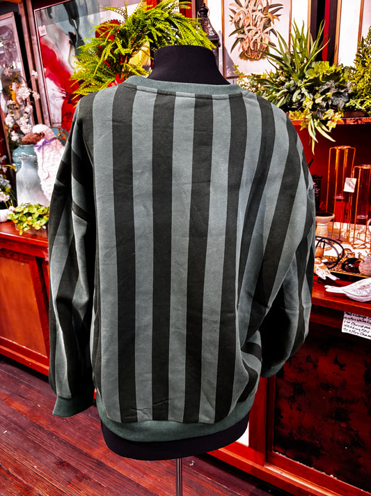 Queen of Sparkles Green Striped Deer Sweatshirt