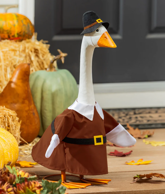 Giddy the Porch Goose Harvest Pilgrim Couple Outfit