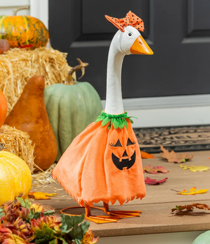 Giddy the Porch Goose Pumpkin Poncho Outfit