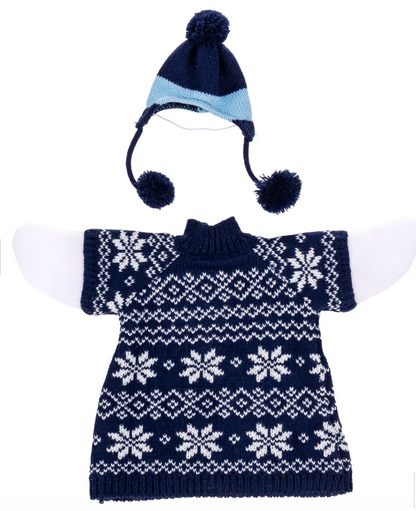 Giddy the Porch Goose Blue Sweater Outfit
