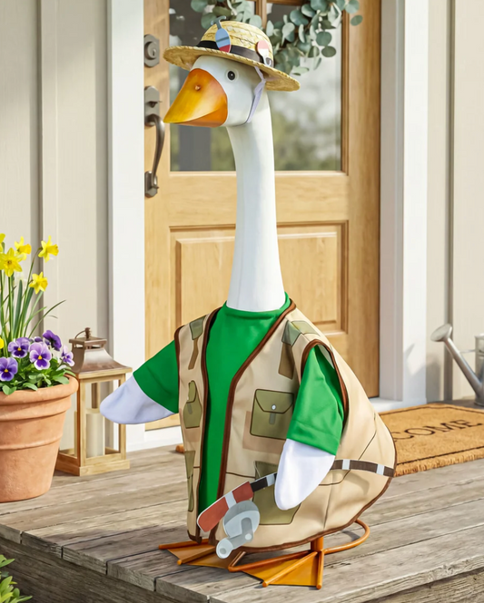 Giddy the Porch Goose Go Fishing Outfit
