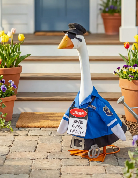 Giddy the Porch Goose Police Outfit