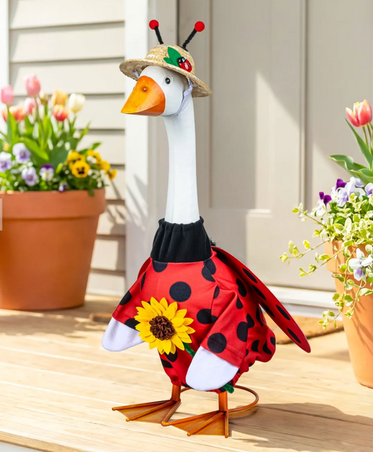 Giddy the Porch Goose Ladybug Outfit