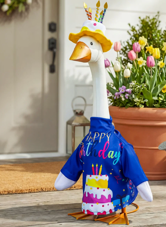 Giddy the Porch Goose Birthday Outfit
