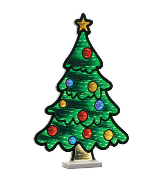 Christmas Tree with Ornaments Infinity Light, UL Plug In